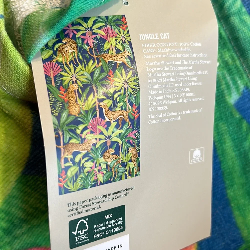 Martha Stewart Beach Towel Palm Trees Leopard New cotton 36”x68